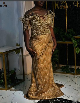 Robe perlée de luxe, robe de bal, tenue de soirée