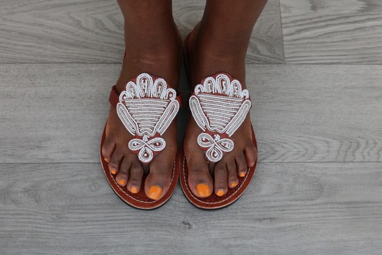 Handmade African Beaded Leather Sandals | Maasai Women’s Summer Shoes