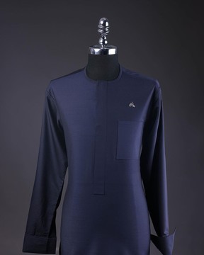 A Navy blue, Front flap detailing Long sleeve African kaftan &amp; sokoto