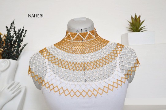 African beaded cape necklace handmade jewelry