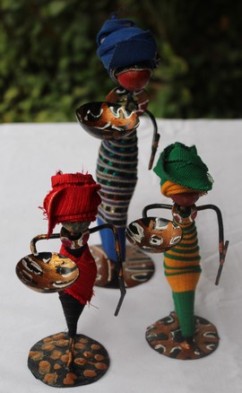 Figurines en métal 3pc, décor africain, figurines en métal, dames à Asoke