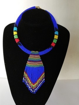 African zulu beaded necklace, Women jewelry, Christmas gift for mom, Beaded pendant necklace