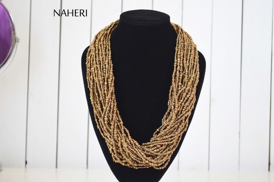 African Handmade chunky necklace | Copper beaded trendy jewelry | Tribal jewellery