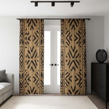 Black and Gold Blackout Curtains African Print (Two-Piece) LARGER SIZES AVAILABLE