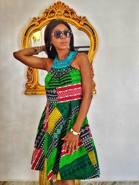 Robe évasée de style d'été à imprimés africains Lily
