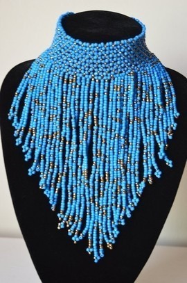 Collier ras de cou africain avec perles Maasai | Collier tribal africain | Collier bleu