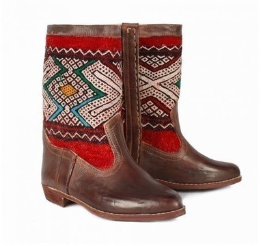 BIG SALE! Genuine leather boots with Kilim Handmade by Cuiroma craftsmen in Morocco