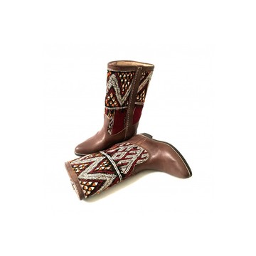 High-end handmade genuine leather and kilim boot.