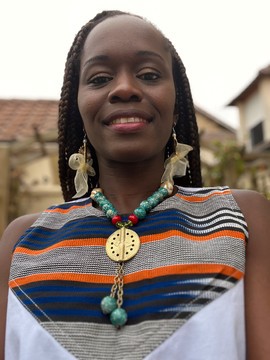 Turquoise and brown ethnic necklace