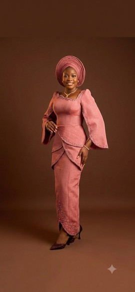Women's Structured Dusty Rose Aso Oke Gown