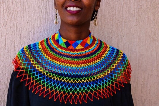 African wedding necklace, Beaded shawl necklace, Zulu necklace, Gift for her, Bridesmaid gift