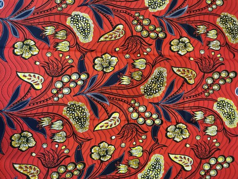 Tissu wax africain Ankara fabric imprimée wax motif: fleur a fond rouge