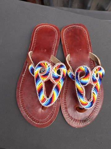 Beaded sandals, Leather sandals, African sandals