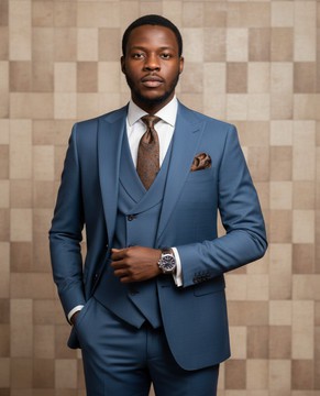 Custom-Made Royal Blue 3-Piece Suit