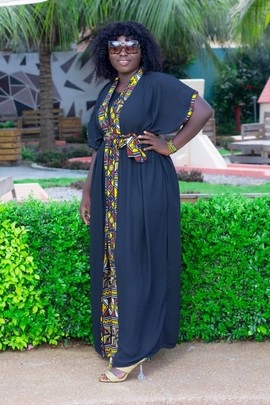 LONG PRINTED SILK KIMONO WITH A TOUCH OF WAX