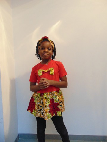 Tee-shirt customisé TUNIQUE-ROBE Fait Main Wax avec Bandeau assorti