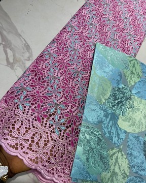 Dentelle pour femme, broderie ajourée à changement d'aiguille avec lurex, (5 yards)