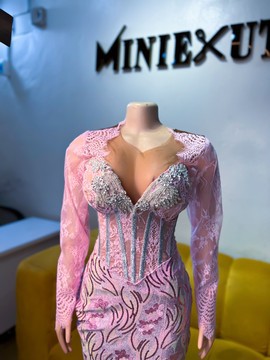 Robe corset rose, robe longue rose,