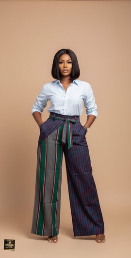 Aso-Oke Wide-Leg Trousers