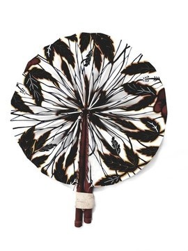 Leather and wax fan BLAN and BLEU ROSA