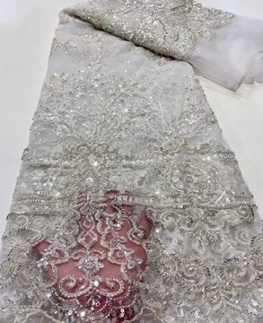 Tissu en dentelle perlée, 5 yards