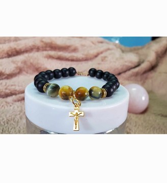 Onyx/Hawk's Eye Bracelet - natural stone/Madagascar