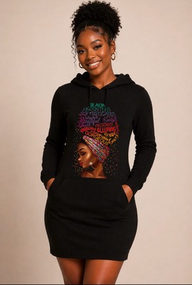 Hoodie dress - "Black Persistent"