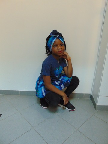 Tee-shirt customisé TUNIQUE-ROBE Fait Main Madras avec Bandeau assorti