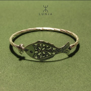 925 Platinum Plated Silver Fish Bracelet