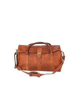 Handmade genuine leather travel bag with shoe compartment - Large weekend bag