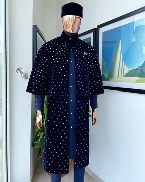 An “Eyes Wide Shut” navy blue soaked Italian velvet Ceremonial suktan