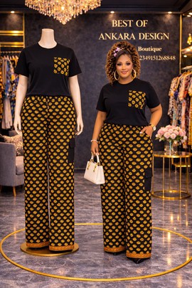 Ensemble pantalon cargo en Ankara noir – Deux pièces élégantes