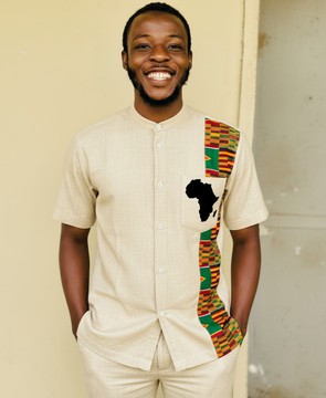 Modern Men's Kente African Shirt &amp; Trouser Set