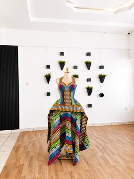 Luxury African Aso-oke Peplum Corset Gown | Dramatic Ankara / Kaftan Flare Dress