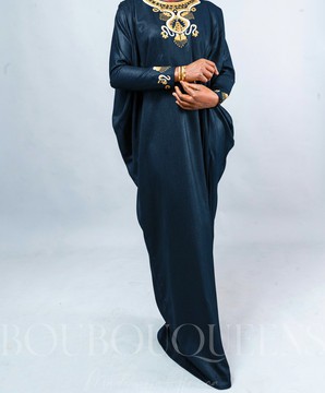 Navy Blue Boubou Sogolon — With Scarf