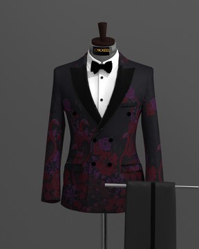 FLOWER PATTENED JACQUARD DOUBLE BREASTED SUIT...................BEST SELLER