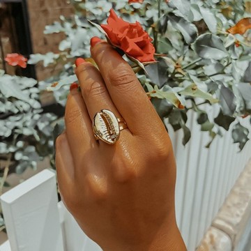 Caurine 🐚 24k gold plated brass ring with cowrie