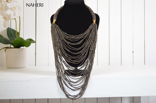 African beaded loop necklace | Chunky trendy jewelry | Romantic tribal neck piece