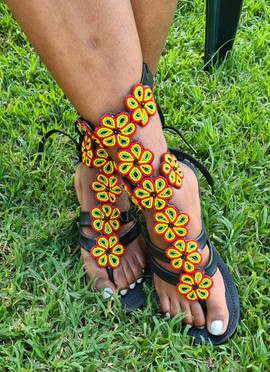 Beaded Maasai Gladiator sandals – Leather beaded shoes