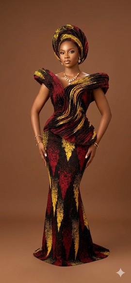 Crimson and Gold Sculpted Luxury Ensemble