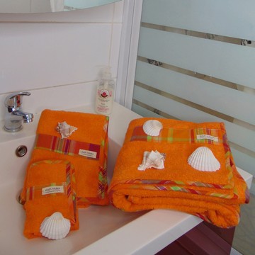 Set of towels and a washcloth "Minboz" orange sponge Handmade