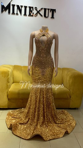 Robe dorée à paillettes, robe de bal à paillettes, robe de bal dorée, robe à paillettes