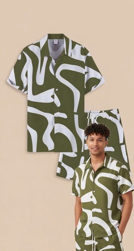 Abstract Print Short-Sleeve Shirt and Shorts Co-Ord Set | Casual Summer Resort Wear