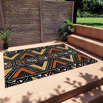 African Tribal Print Rugs Mudcloth Outdoor Carpet (LARGER SIZES AVAILABLE)