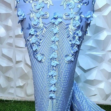 Blue Lace fabric for women, women lace fabric (5 yards )