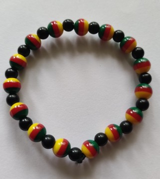 Bracelet of black and colored beads