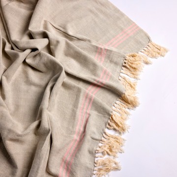 Grey and Pink Handwoven Cotton Throw