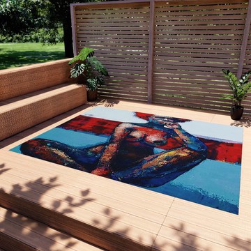African Colorful Outdoor Rug Woman Art Carpet Nude (LARGER SIZES AVAILABLE)