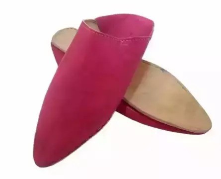 Babouche en cuir original Rose fait main pour Femmes