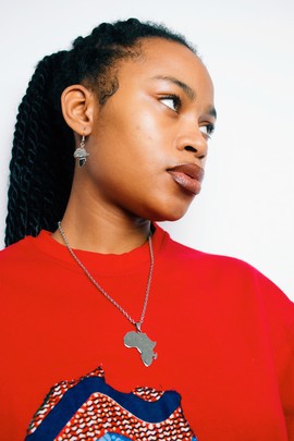 Silver african map necklace
